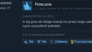przykładowy charakter recenzji na Steamie, o której wspomina Valve