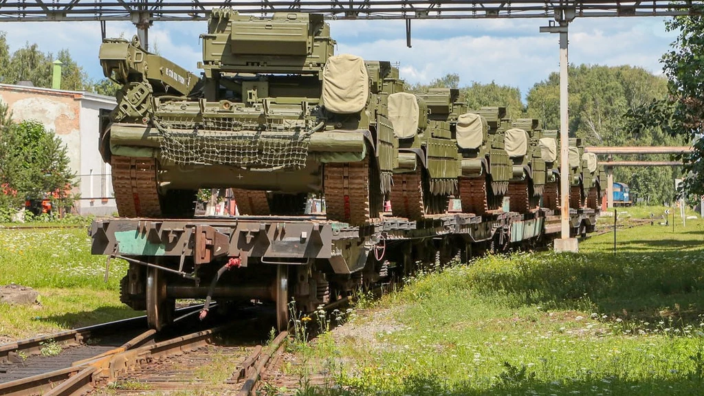 Ogromny transport potężnych rosyjskich pojazdów BREM-1M