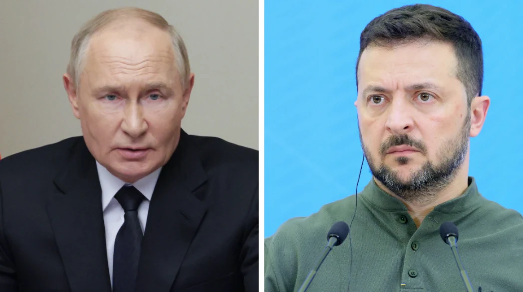 Władimir Putin i prezydent Ukrainy Wołodymyr Zełenski Władimir Putin i prezydent Ukrainy Wołodymyr Zełenski