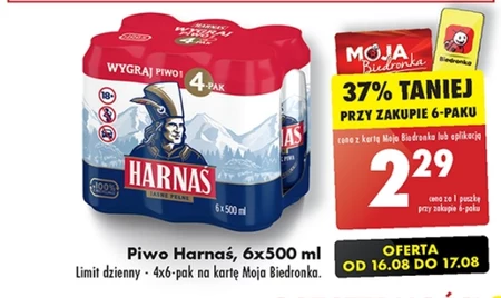 Harnaś Piwo jasne pełne 6 x 500 ml
