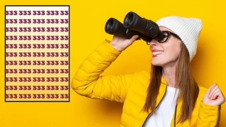 Ta łamigłówka optyczna pozwala sprawdzić swoją spostrzegawczość. W zaledwie 10 sekund należy znaleźć nieprawidłowo zapisaną liczbę 333. Sprawdź, czy ci się uda./Fot. materiały własne
