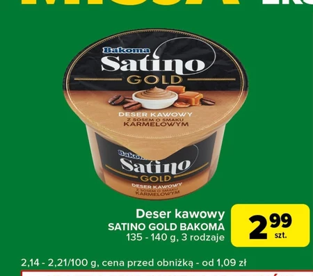 Bakoma Satino Gold Deser śmietankowy z sosem o smaku czekoladowym 135 g