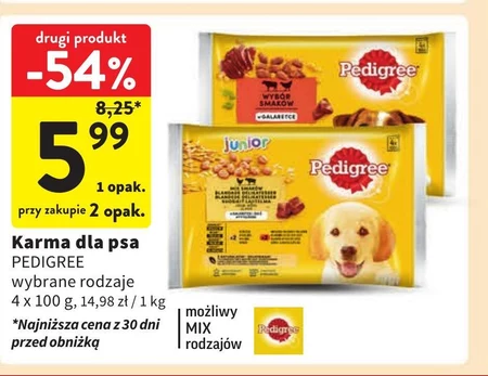 Pedigree Junior Mokra karma dla szczeniąt wybór smaków z ryżem w galaretce 400 g (4 x 100 g)
