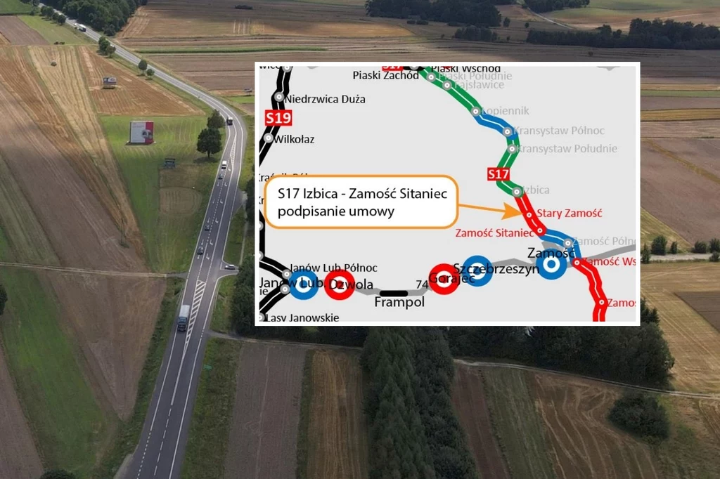 Podpisano umowę na stworzenie kolejnego odcinka S17 - 10-kilometrowego fragmentu między Izbicą i węzłem Zamość Sitaniec.