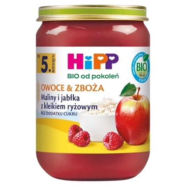 HiPP BIO Owoce & Zboża Maliny i jabłka z kleikiem ryżowym po 5. miesiącu 190 g - 0