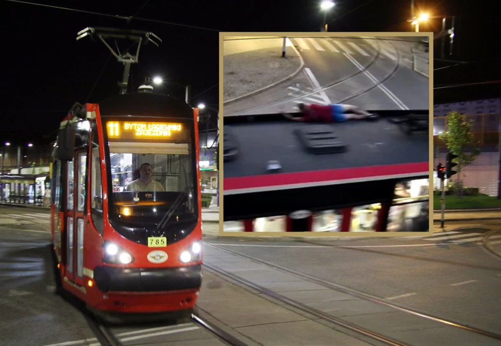 Blisko tragedii w Chorzowie. Mężczyzna podróżował na dachu tramwaju Blisko tragedii w Chorzowie. Mężczyzna podróżował na dachu tramwaju