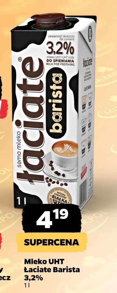 Łaciate Barista Mleko UHT do spieniania 3,2 % 1 l