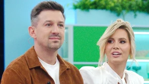 Prowadzący w studiu "halo tu polsat" Maciej Rock i Agnieszka Hyży