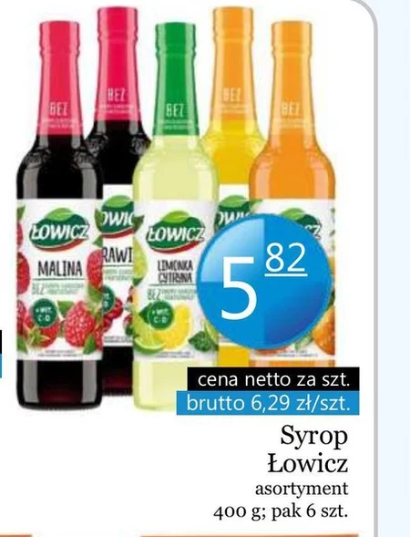 Łowicz Suplement diety syrop o smaku limonkowym z cytryną 400 ml