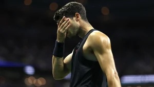 Carlos Alcaraz odpadający z US Open 2024