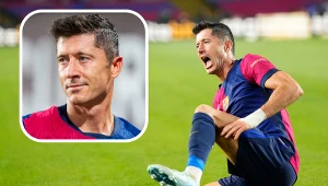 Robert Lewandowski celebrujący kolejnego gola strzelonego dla FC Barcelona