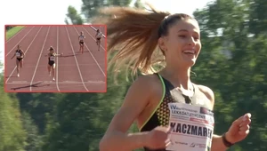 Natalia Kaczmarek i jej rekordowy bieg w Olsztynie (screeny za TVP Sport)