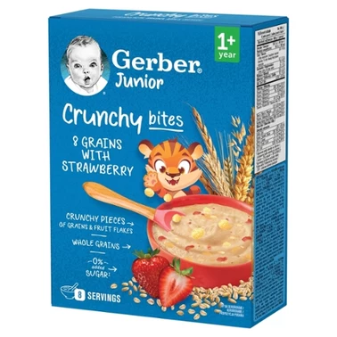 Gerber Junior Crunchy Bites Kaszka 8 zbóż z truskawką 200 g - 0