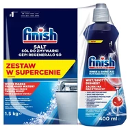 Finish Płyn nabłyszczający 400 ml i Sól do zmywarki 1,5 kg