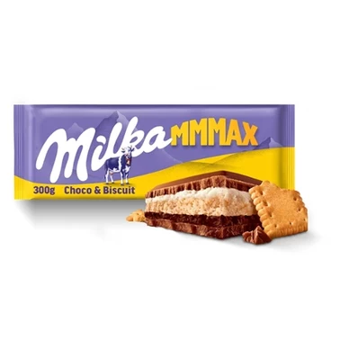 Milka Mmmax Czekolada mleczna z herbatnikiem i nadzieniem kakaowym 300 g - 1