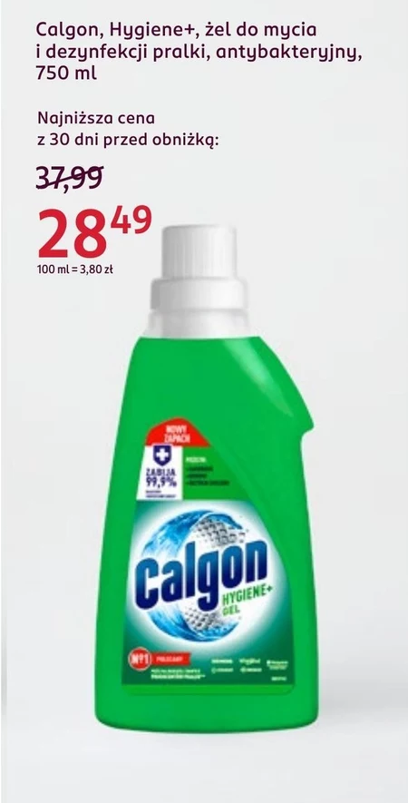Calgon Hygiene+ Antybakteryjny żel do mycia i dezynfekcji pralki 750 ml (15 prań)