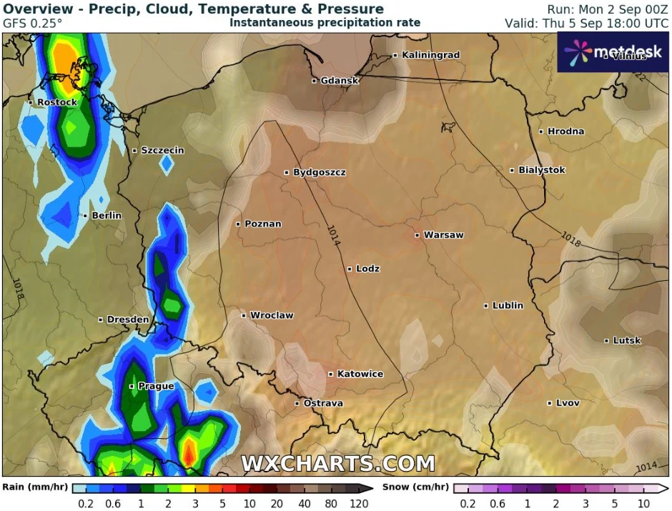 W czwartek przelotne deszcze i burze pojawią się w zachodniej części kraju W czwartek przelotne deszcze i burze pojawią się w zachodniej części kraju
