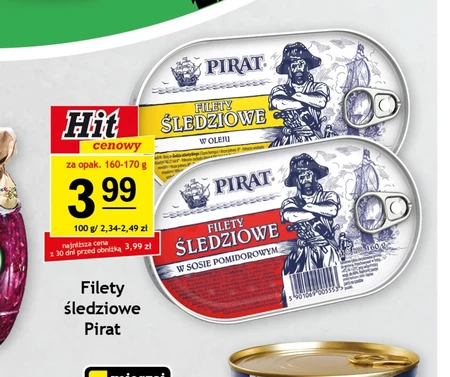 Pirat Filety śledziowe w sosie pomidorowym 160 g