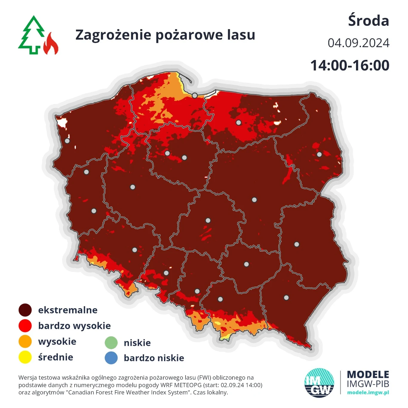 W zdecydowanej większości kraju we wtorek zagrożenie pożarowe lasu będzie ekstremalne W zdecydowanej większości kraju we wtorek zagrożenie pożarowe lasu będzie ekstremalne