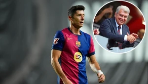 Robert Lewandowski i Joan Laporta (na małym zdjęciu)