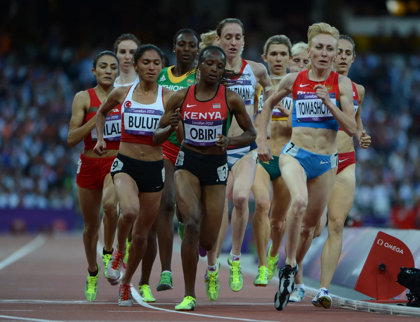 Tatiana Tomaszowa prowadzi bieg podczas igrzysk w Londynie Tatiana Tomaszowa prowadzi bieg podczas igrzysk w Londynie