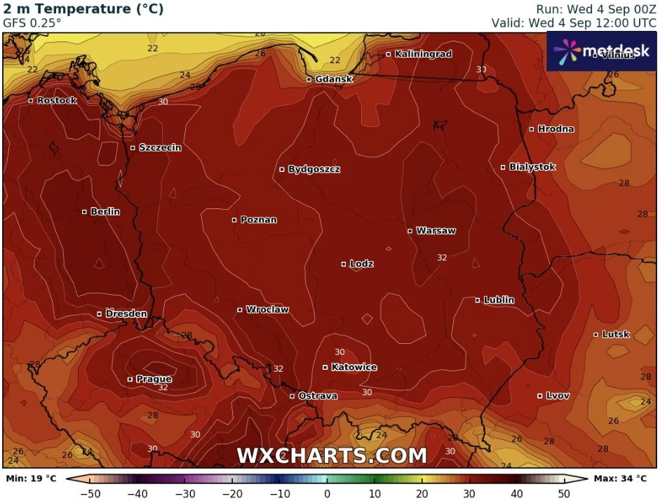 W środę cała Polska doświadczy upałów, które na zachodzie mogą sięgnąć 32 stopni Celsjusza