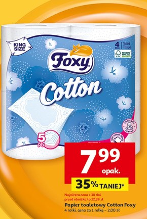 Foxy Cotton Papier toaletowy 4 sztuki niska cena