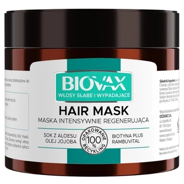 Biovax Biotyna Plus maska do włosów słabych i wypadających 250 ml - 0