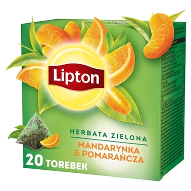 Lipton Herbata zielona aromatyzowana mandarynka & pomarańcza 36 g (20 torebek) - 1