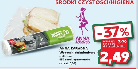 Anna Zaradna Woreczki śniadaniowe z klipsami 150 sztuk