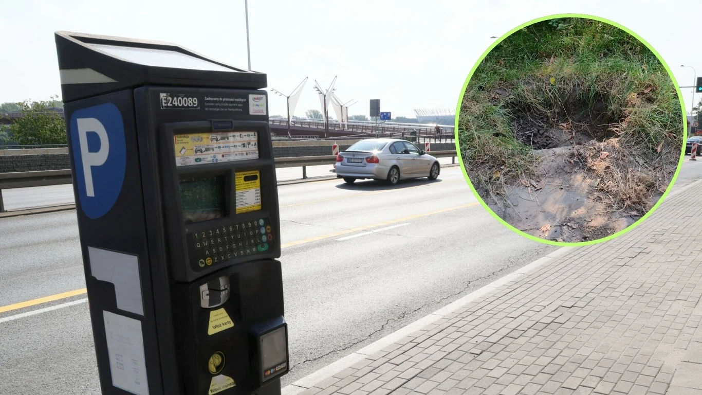 Złodzieje wyrwali wraz z fundamentem parkomat, w którym było ok. 100 zł Złodzieje wyrwali wraz z fundamentem parkomat, w którym było ok. 100 zł