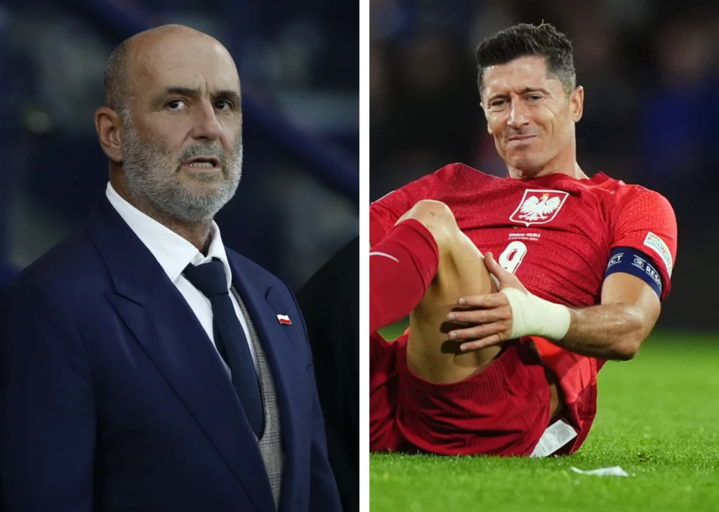 Reprezentacja Polski. Selekcjoner Michał Probierz oraz kapitan Robert Lewandowski