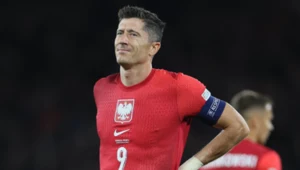 Robert Lewandowski podczas meczu Polska - Szkocja