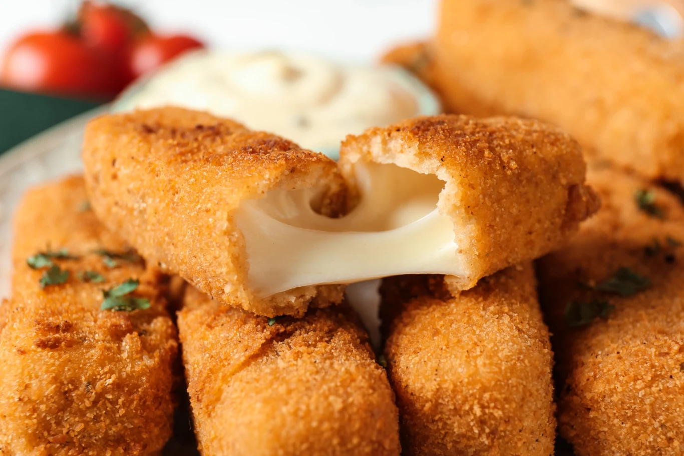 Smażoną mozzarellę możesz podać w formie paluszków, tzw. mozzarella sticks.
