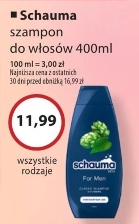 Schauma Men For Men Szampon do włosów dla mężczyzn do codziennego stosowania 400 ml