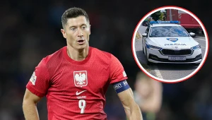 Zdjęcie poglądowe. A na nim kapitan reprezentacji Polski - Robert Lewandowski oraz patrol chorwackiej policji