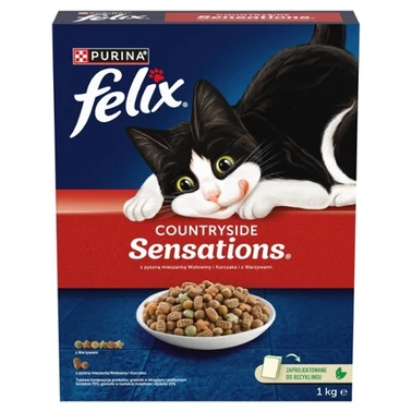 Felix Countryside Sensations Karma sucha dla kota z wołowiną kurczakiem i warzywami 1 kg - 0