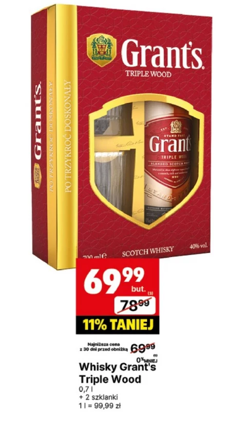 Grant's Family Reserve Szkocka whisky 700 ml + 2 szklanki
