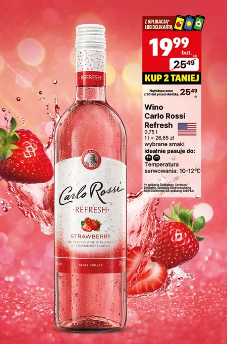 Carlo Rossi Refresh Strawberry Aromatyzowany napój na bazie wina 750 ml