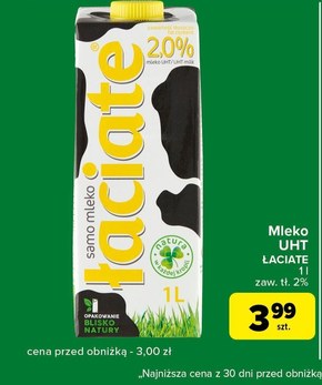 Łaciate Mleko UHT 2,0 % 1 l niska cena