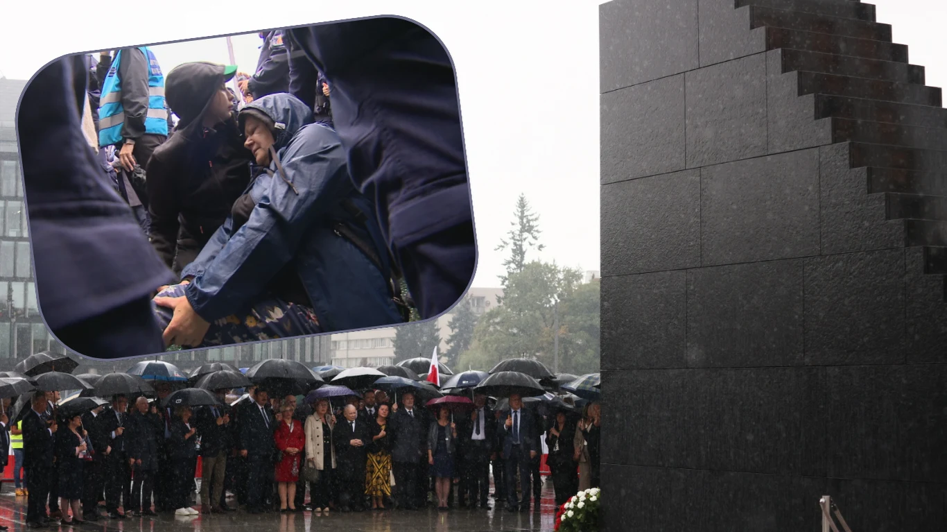 Miesięcznica smoleńska. Przepychanki przed pomnikiem Miesięcznica smoleńska. Przepychanki przed pomnikiem