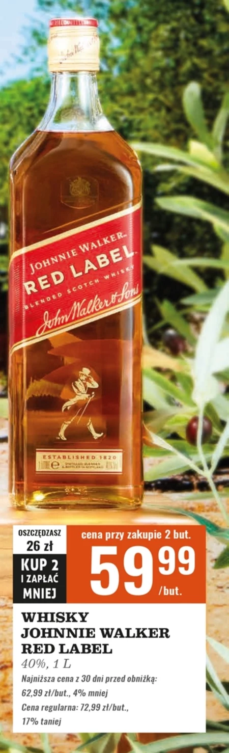 Johnnie Walker Red Label Blended Scotch Whisky 1 l