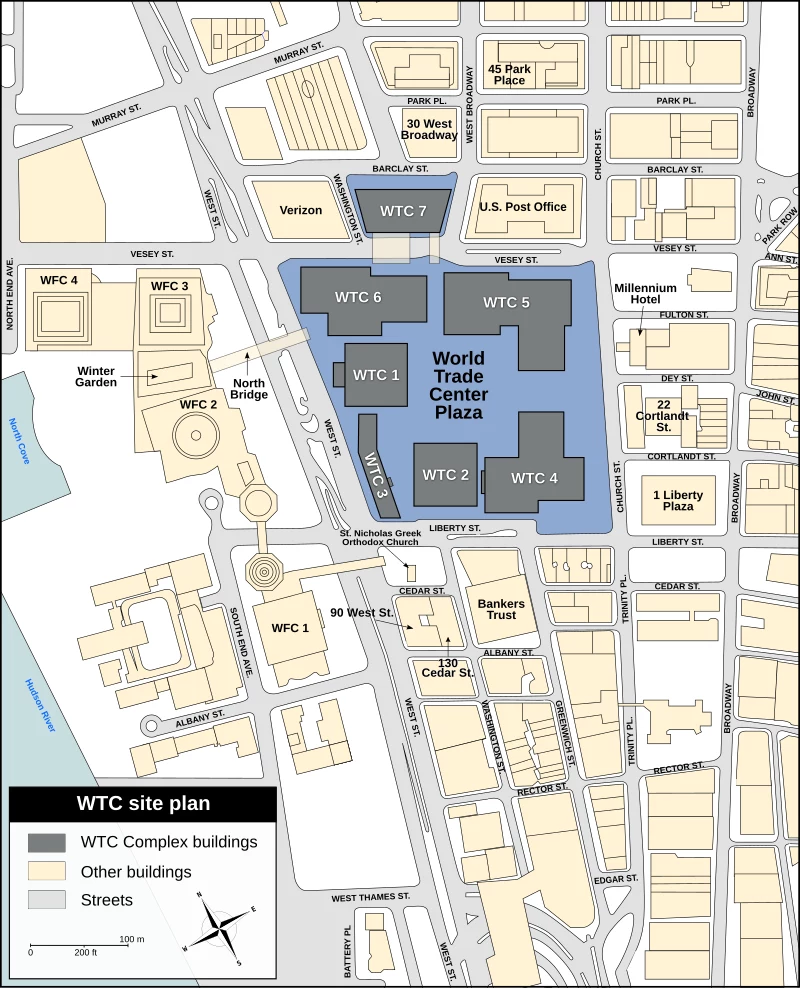 Plan budynków wchodzących w skład World Trade Center