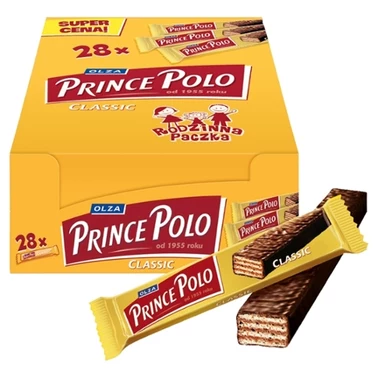 Prince Polo Classic Kruchy wafelek z kremem kakaowym oblany czekoladą 490 g (28 x 17,5 g) - 0