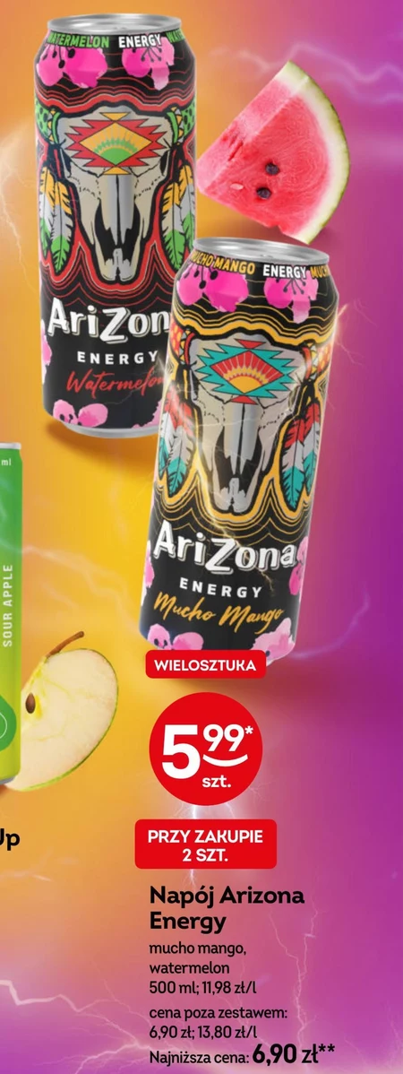 Arizona Energy Mucho Mango Napój gazowany z zieloną herbatą 500 ml