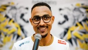 Moustapha M'Baye podczas przedsezonowej prezentacji Trefla Gdańsk
