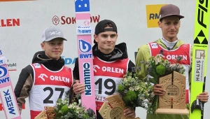 Artti Aigro, Marius Lindvik i Gregor Deschwanden na podium po sobotnim konkursie Letniego Grand Prix w Wiśle