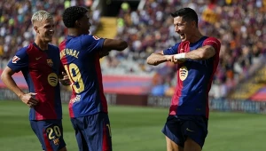 Dani Olmo, Lamine Yamal i Robert Lewandowski