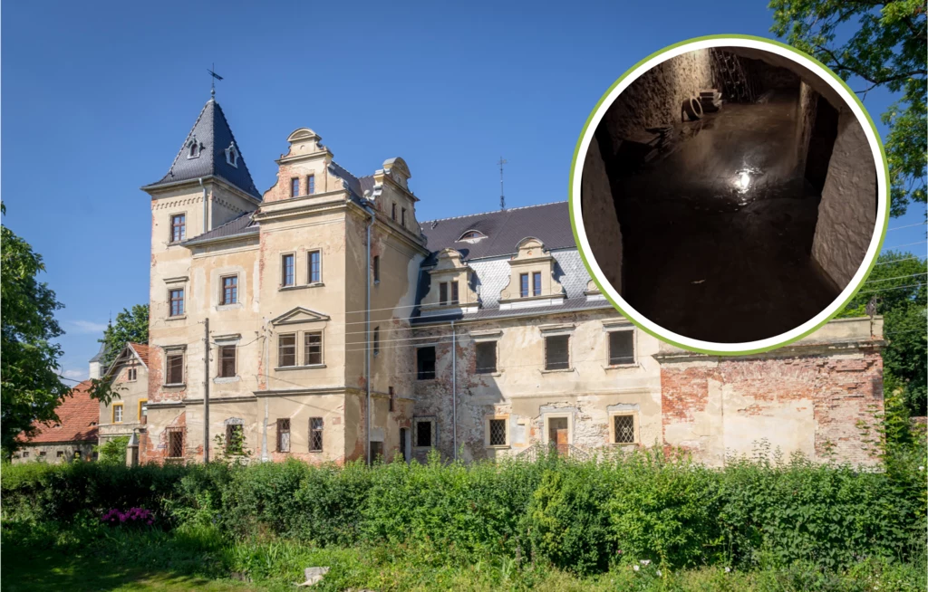 Woda w piwnicy zabytkowego pałacu. Właściciel nie traci nadziei, zaprasza na "spływ pontonem". Źródło: Autorstwa Jar.ciurus - Praca własna, CC BY-SA 3.0 pl, Facebook @Pałac Nowizna