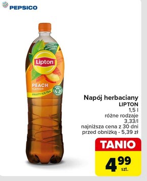 Lipton Ice Tea Peach Napój niegazowany o smaku brzoskwiniowym z ekstraktem czarnej herbaty 1,5 l niska cena